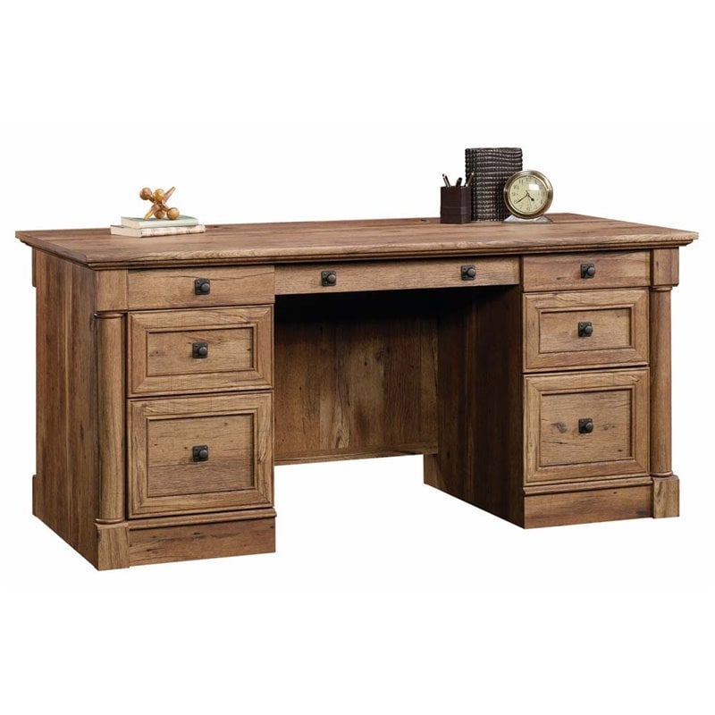 Sauder Palladia Executive Desk In Vintage Oak