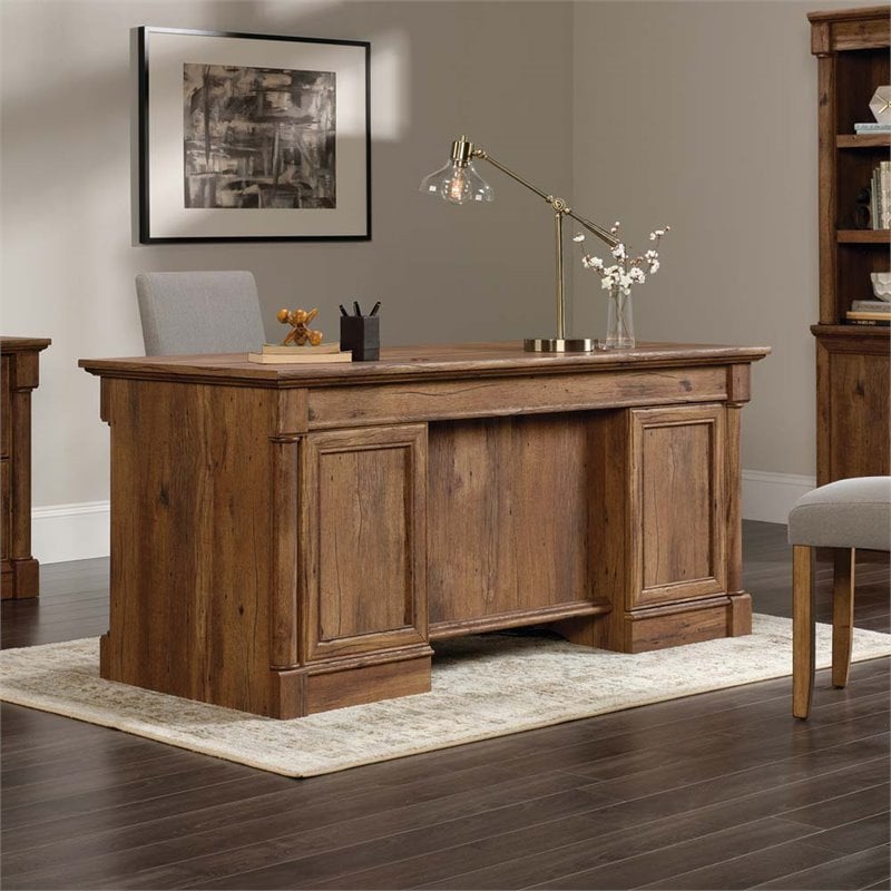 Sauder Palladia Executive Desk In Vintage Oak