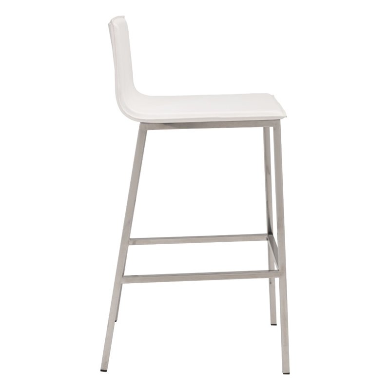 Zuo Modern Marina 29 5 Faux Leather Bar Stool In White