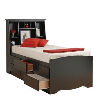 Prepac Sonoma Black Tall Twin Bookcase Platform Storage Bed