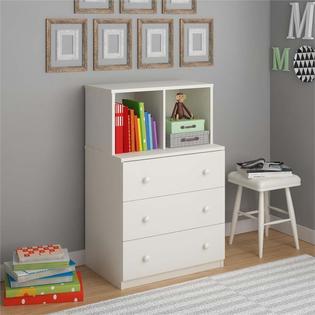 Ameriwood Home Skyler 3 Drawer Dresser With Cubbies In White