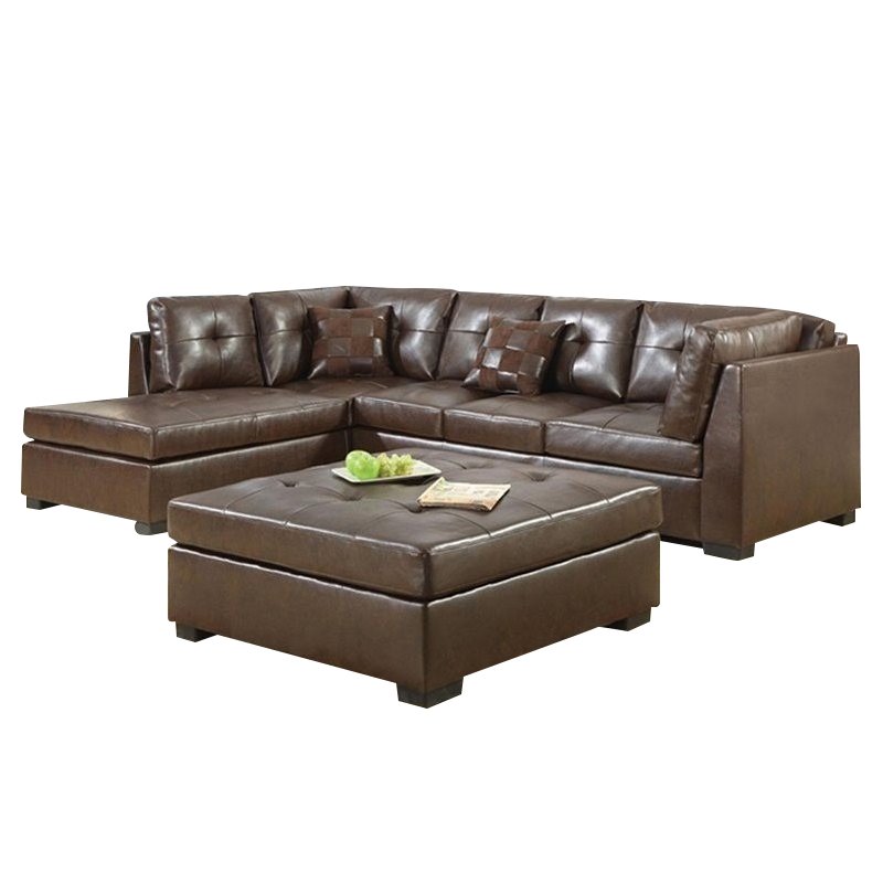 Coaster Darie Leather Sectional Sofa With Ottoman In Brown Coaster Darie Leather Sectional Sofa