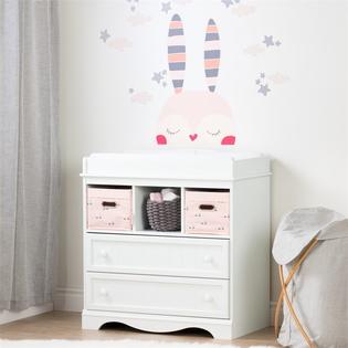 South Shore Savannah Dresser Changer With Wall Decal In White