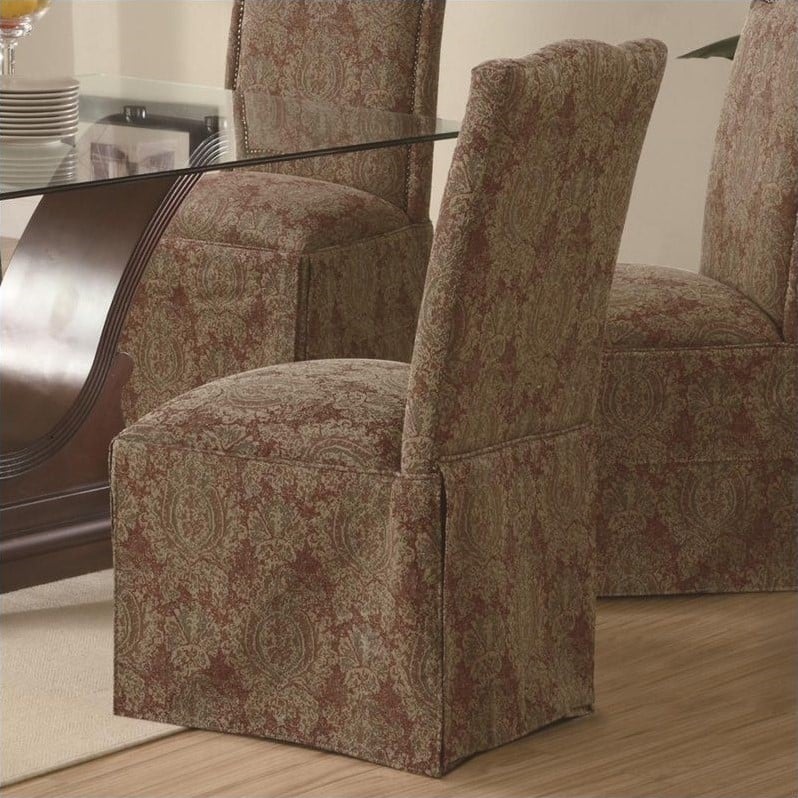 Coaster Slauson Upholstered Parson Dining Chair Skirt In Red Coaster Slauson Upholstered Parson Dining Chair Skirt In Red