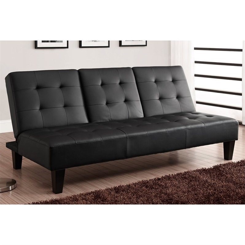 Dorel Dhp Julia Convertible Futon With Drink Holder In Black Faux Dorel Dhp Julia Convertible Futon With Drink Holder In Black Faux Leather