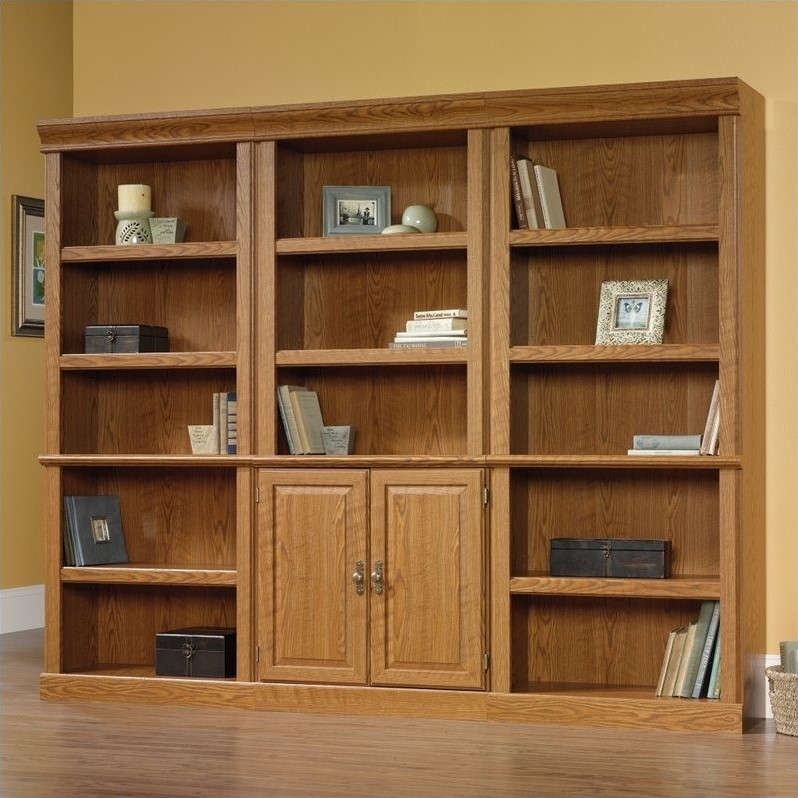 Sauder Orchard Hills Wall Bookcase In Carolina Oak Finish Sauder Orchard Hills Wall Bookcase In