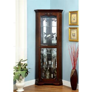 Furniture Of America Lennie Traditional Corner Curio Cabinet
