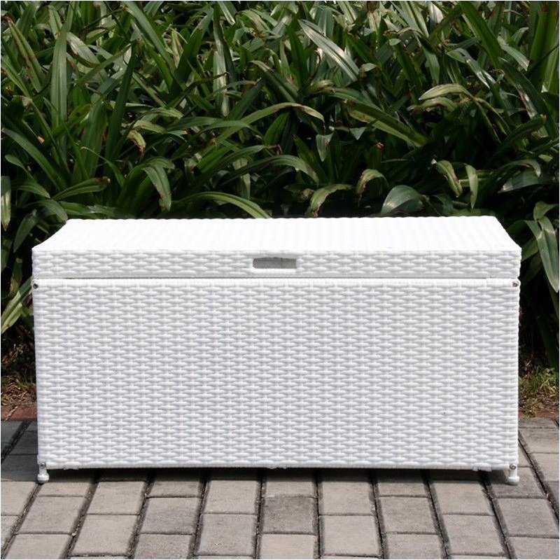 Wicker Patio Storage Box Bowery Hill Wicker Patio Storage Deck Box In White