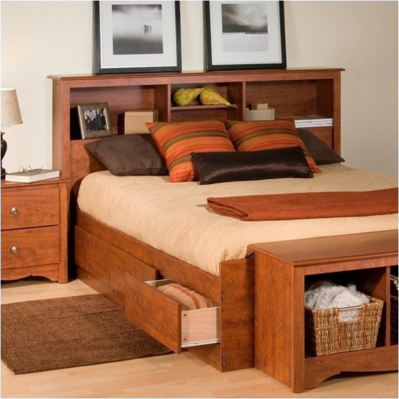 Oak Queen Bookcase Headboard Bowery Hill Full Queen Bookcase Headboard In Cherry