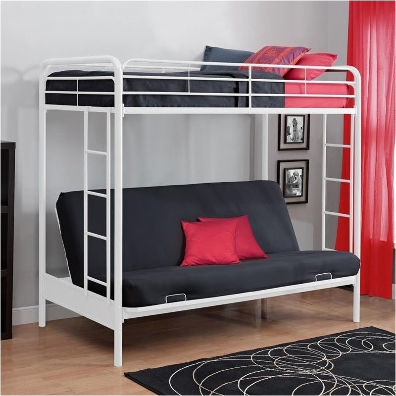 Pemberly Row Metal Twin Over Full Convertible Futon Sofa Bunk Bed In Pemberly Row Metal Twin Over Full Convertible Futon Sofa Bunk Bed In White