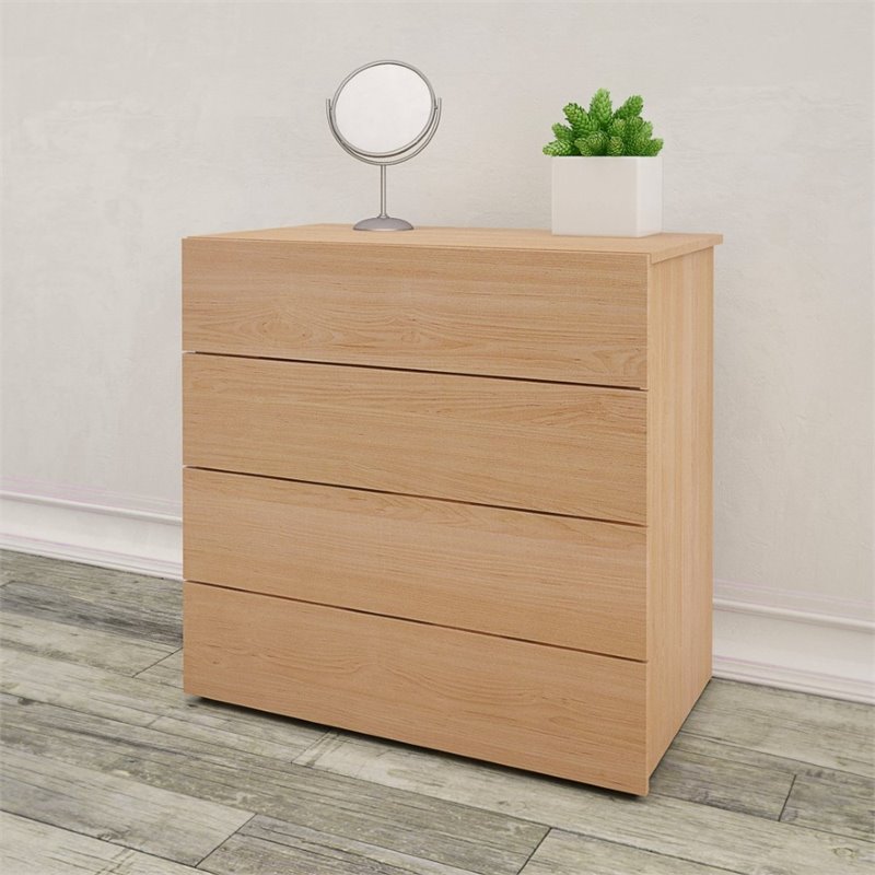Contemporary Natural Maple Bedroom Furniture Nexera 341405 4 Drawer Chest Natural Maple