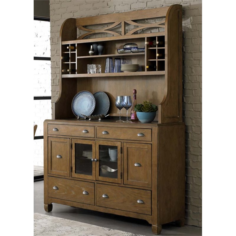 Liberty Furniture Town and Country Wine Buffet and Hutch in Sandstone
