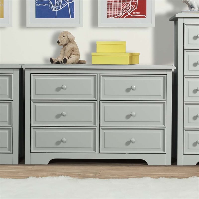 Stork Craft Usa Graco Brooklyn 6 Drawer Double Dresser In Pebble Gray