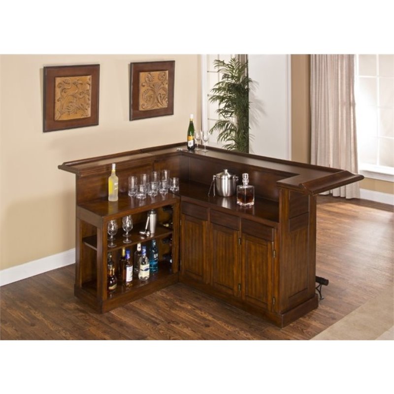 Bowery Hill Bar Furniture With Free Shipping Kmart Bowery Hill L Shaped Home Bar In Brown Cherry
