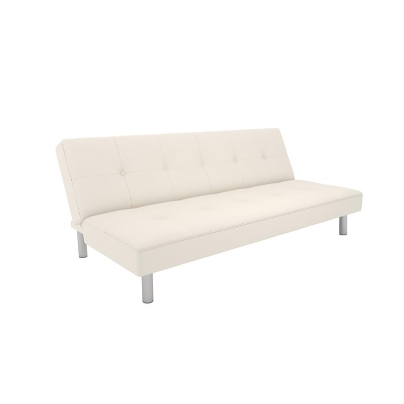 Dorel Dhp Nola Faux Leather Convertible Sleeper Sofa In White