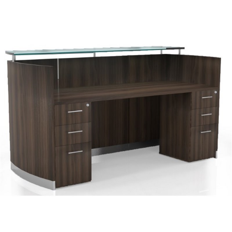 Mayline Desks Hutches Sears Mayline Medina 87 X 37 Reception Station In Brown Sugar Laminate