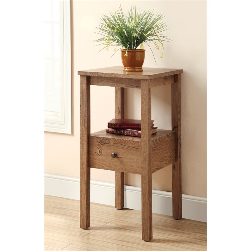Furniture of America Dykes Square 1 Drawer End Table in Rustic Oak