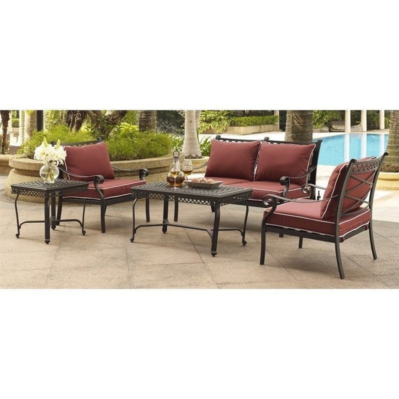 Crosley Furniture Patio Kmart Crosley Furniture Portofino Cast Aluminum 5 Piece Conversation Set In Sangria