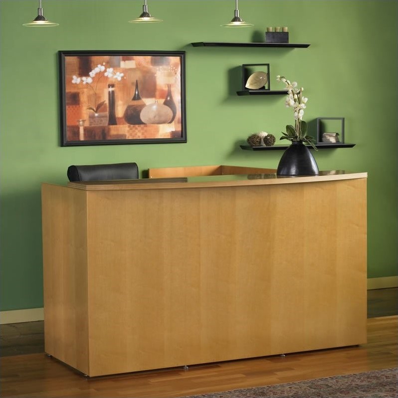 Mayline Desks Hutches Kmart Mayline Luminary Wood Reception Desk Station No Pedestals Cherry