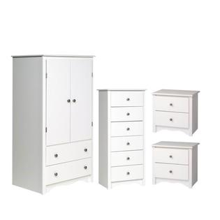 Home Square 4 Piece Bedroom Set With 2 Nightstands Wardrobe