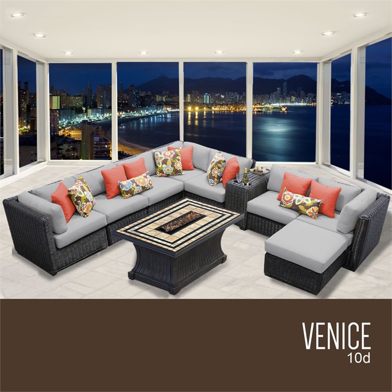 Tk Classics Venice 10d Grey Tkc 10 Piece Patio Wicker Fire Tkc Venice 10 Piece Patio Wicker
