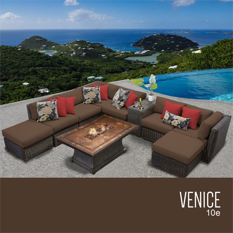 Tk Classics Venice 10e Cocoa Tkc 10 Piece Patio Wicker Fire Tk Classics Venice 10e Cocoa Tkc