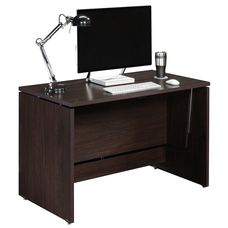 Sauder Shoal Creek Sit And Stand Desk In Jamocha Wood Sauder Shoal Creek Sit And Stand Desk In Jamocha Wood
