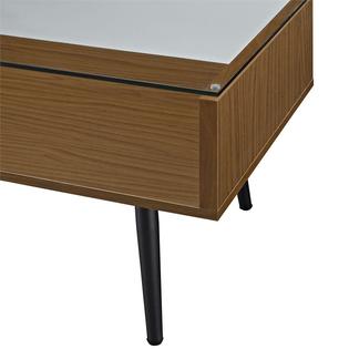 Walker Edison Wood And Glass Coffee Table In Pecan