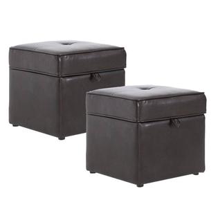Home Square Cube Storage Ottoman In Dark Brown Set Of 2 Home Square Cube Storage Ottoman In Dark Brown Set Of 2