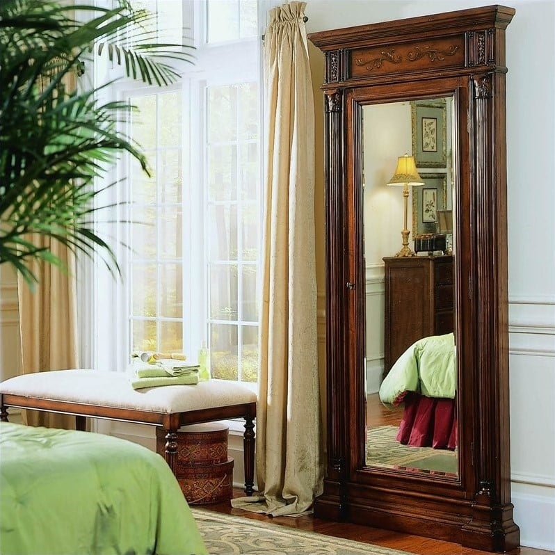 Beaumont Lane Jewelry Armoire With Mirror In Cherry