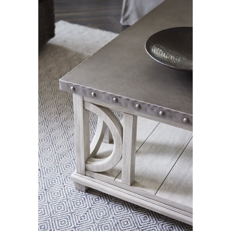 Beaumont Lane Metal Top Coffee Table In Oyster