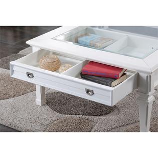 Bowery Hill Square Glass Top Coffee Table In White