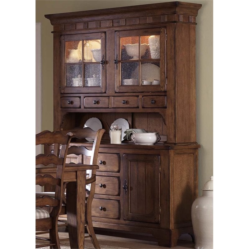 Kitchen Hutches Buffets Sears Bowery Hill China Cabinet In Rustic Oak