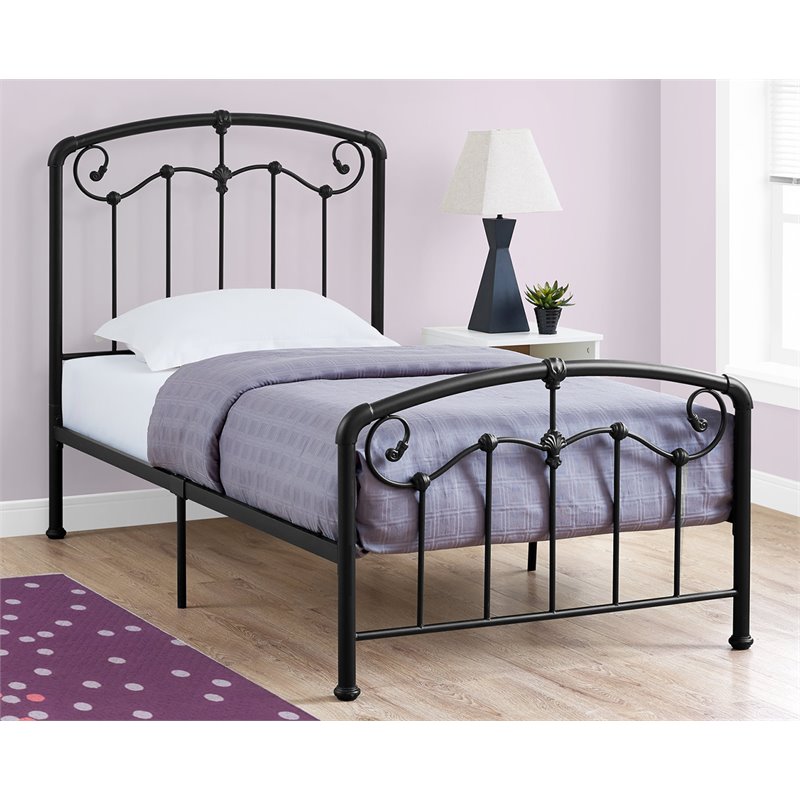 Monarch Twin Metal Spindle Bed In Black