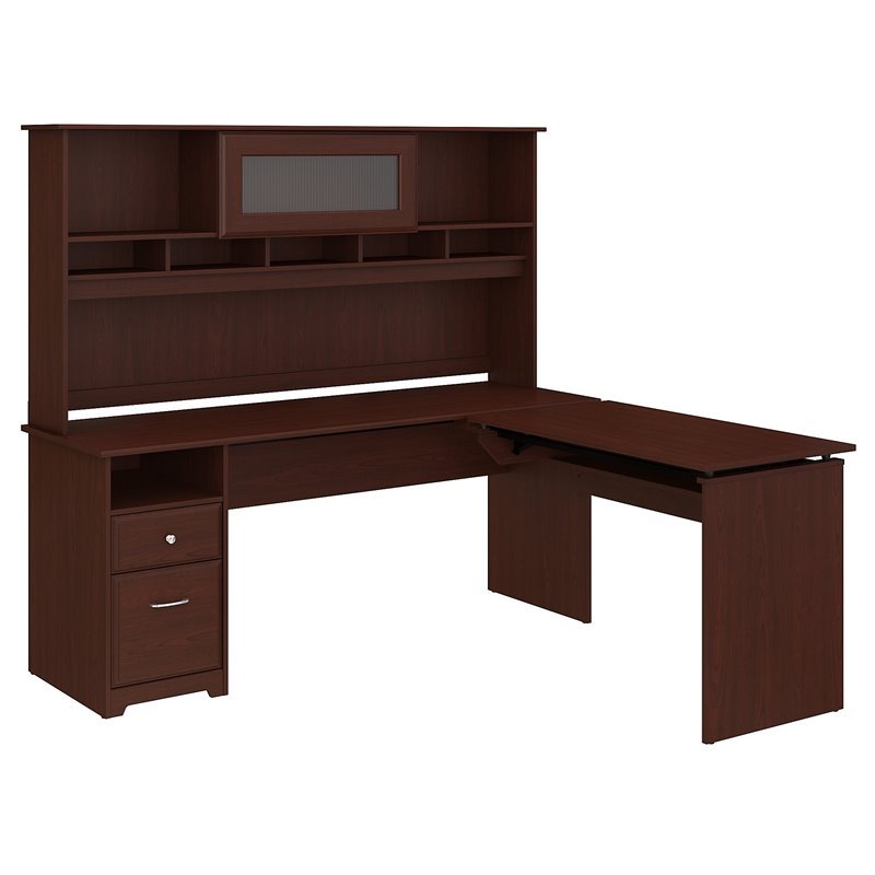 Computer Desks Office Hutches Sears Bush Cabot 72w 3 Position L Shaped Sit To Stand Desk With Hutch