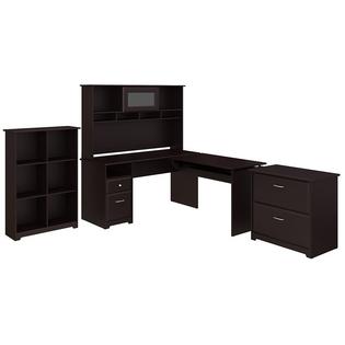 Bush Cabot 60w 3 Position L Shaped Sit To Stand Hutch Desk And Storage Bush Cabot 60w 3 Position L Shaped Sit