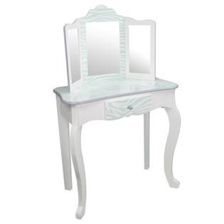 Rosebery Kids Zebra Vanity Set With Mirror In Blue And White