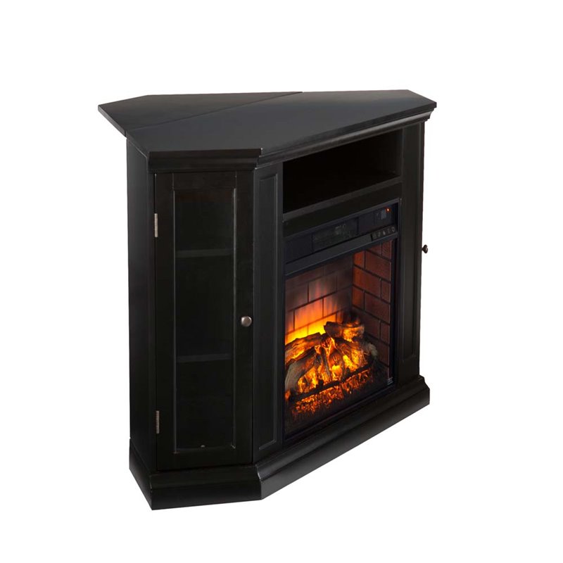 Bowery Hill Corner Fireplace Tv Stand In Black