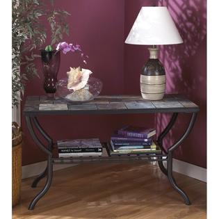 Bowery Hill Slate Tile Sofa Table In Black