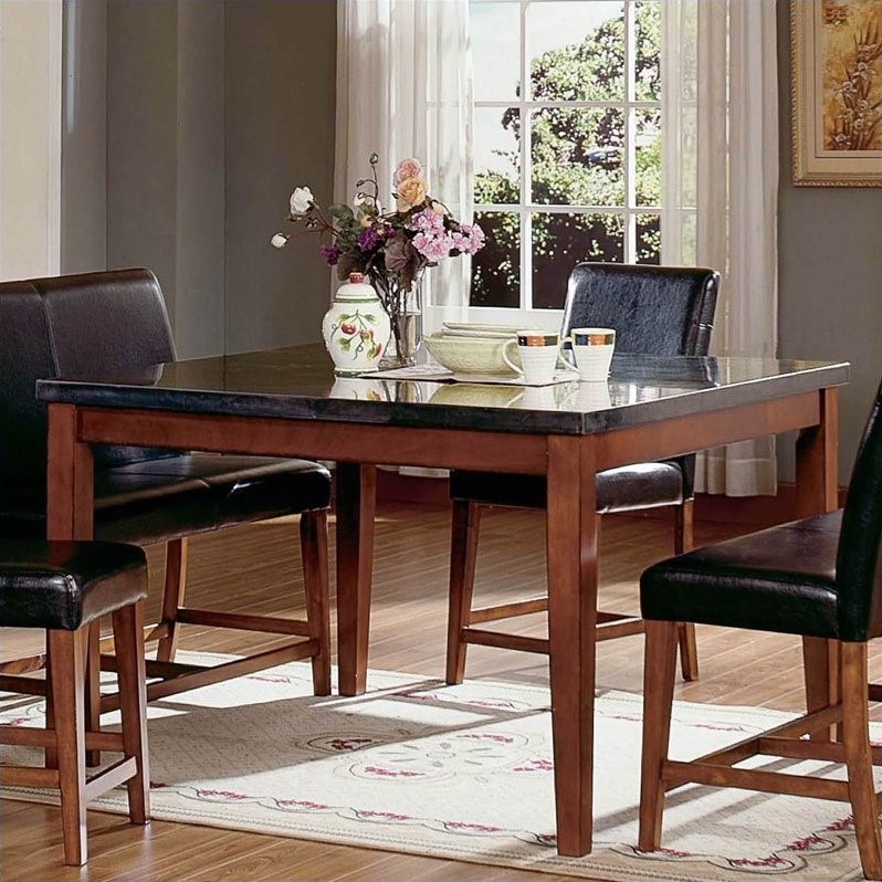 Bowery Hill Granite Square Counter Height Dining Table In Cherry