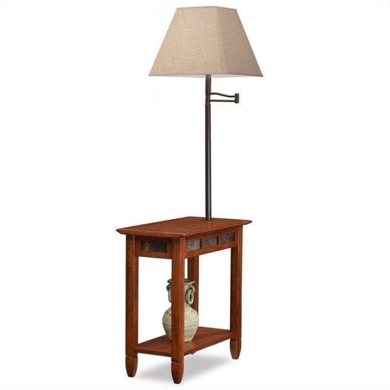 chairside table with attached lamp