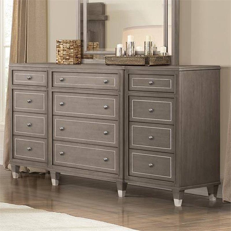 Riverside Furniture Dara Ii 12 Drawer Dresser In Gray Wash
