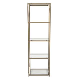 Flash Furniture 4 Shelf Glass Bookcase In Matte Gold