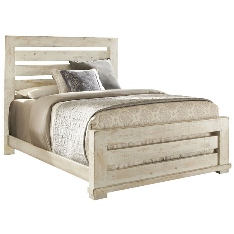 Distressed Antique White Bed Progressive Furniture International Slat Complete Bed Distressed White King