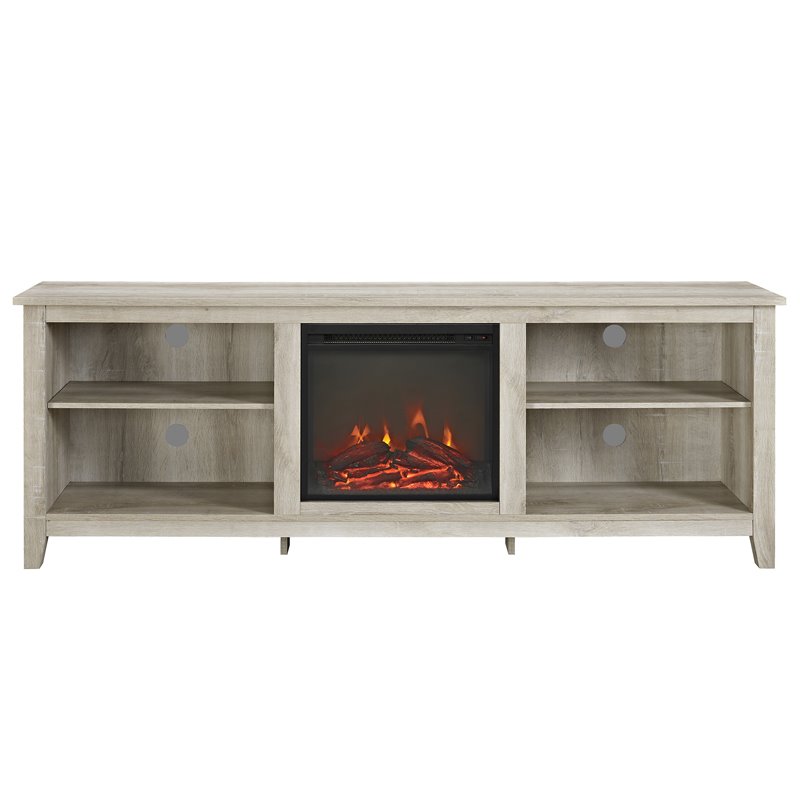 Walker Edison 70 Wood A Tv Stand Console With Fireplace White Oak