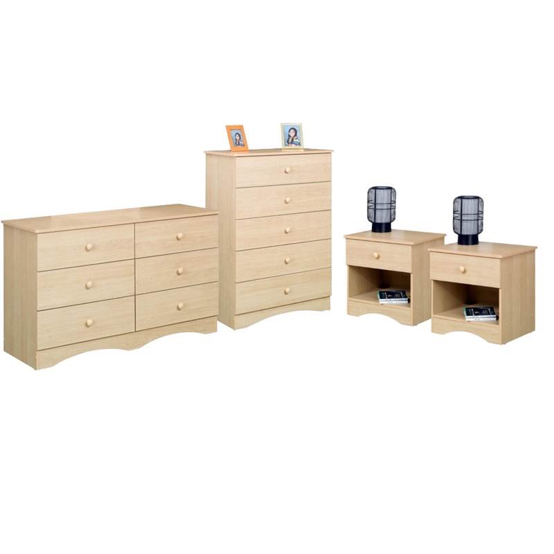 Contemporary Natural Maple Bedroom Furniture Home Square 4 Piece Bedroom Set With Dresser And Chest Of 2