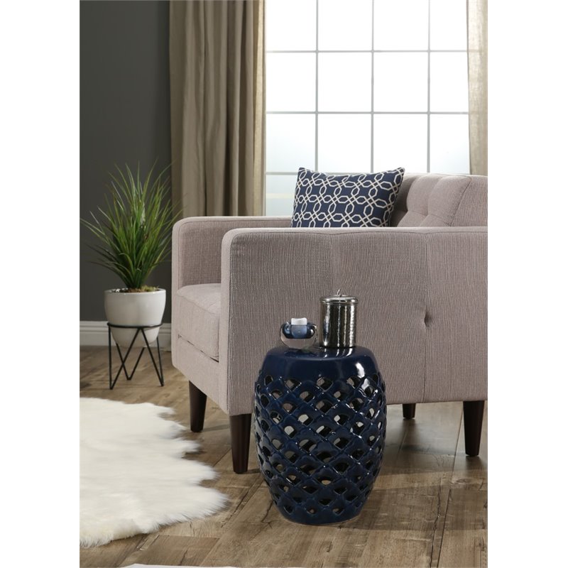 Hc 1612827 Hawthorne Collections Ceramic Garden Stool In Navy Blue