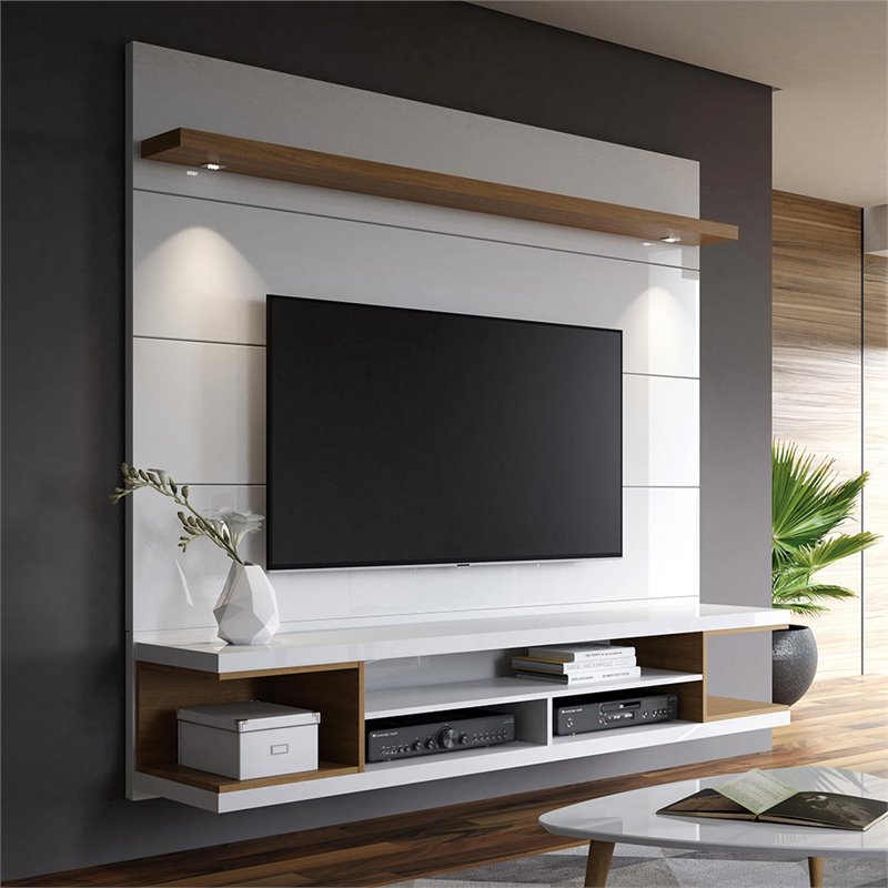 Manhattan Comfort Utopia 70 Wall Unit In White Glosaple Cream