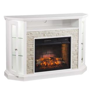 Pemberly Row Corner Electric Fireplace Tv Stand In White