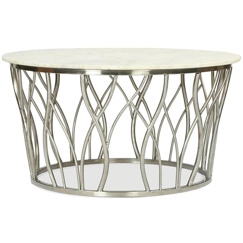 Riverside Furniture Ulysses 36 Round Marble Top Coffee Table In White